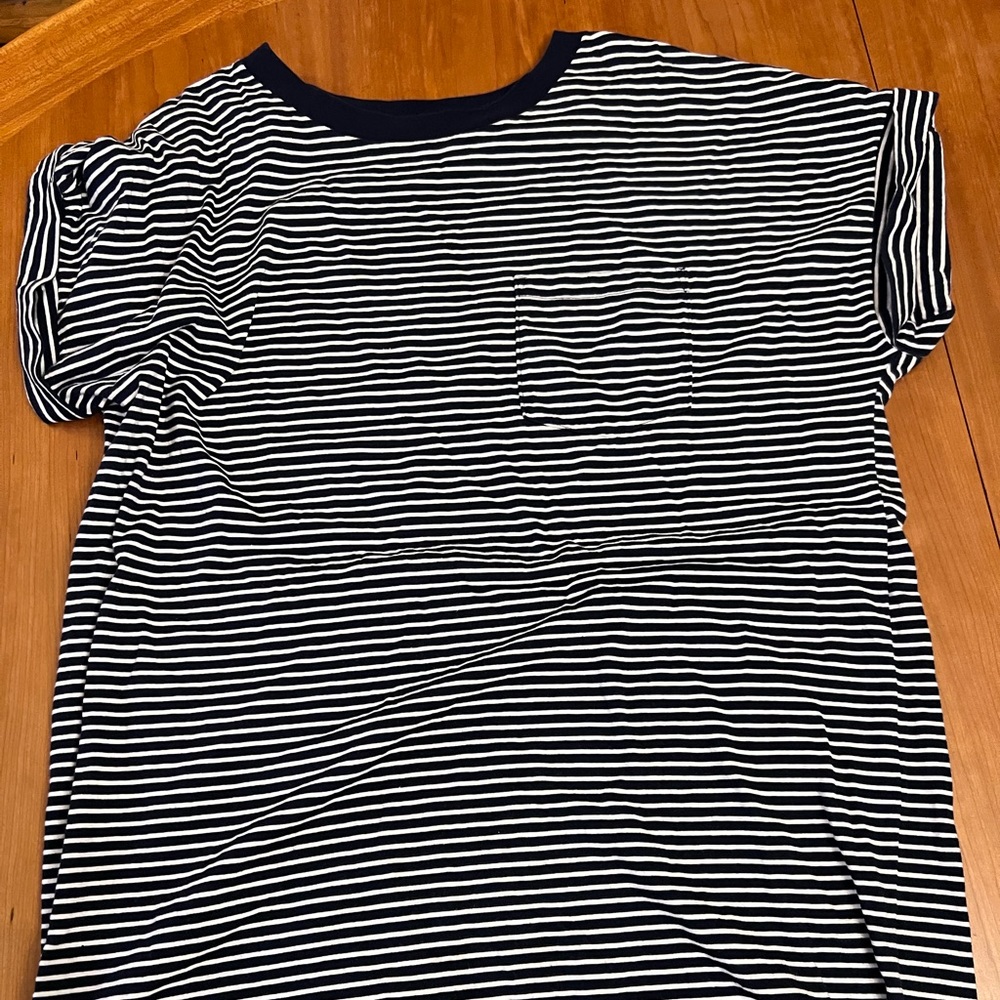 NWT Gap Rolled Sleeve T-Shirt Dress in Light Blue and White Stripe